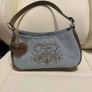 Vintage velvet velour hello kitty and mimmy blue bag rare
